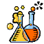 Image ID: A gif of two flasks filled with orange and yellow chemicals. They're both bubbling and foaming. End ID.