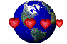Image ID: A gif of Earth, with heart symbols circling it. End ID.